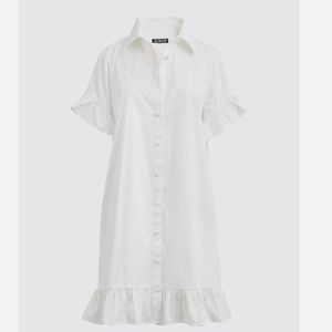 J. crew White Ruffle-hem Shirtdress in cotton poplin